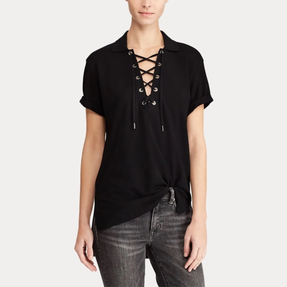 Polo Ralph Lauren Lace-Up Mesh Boyfriend Polo preppy